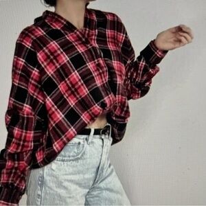 Women’s Red and Black Flannel Plaid Shirt